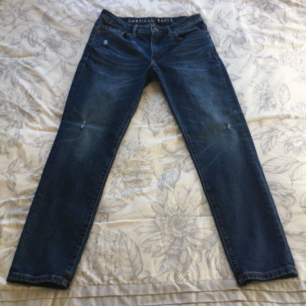 American Eagle Jeans Next Level Airflex Slim Cut Blue Light Distress 29x30